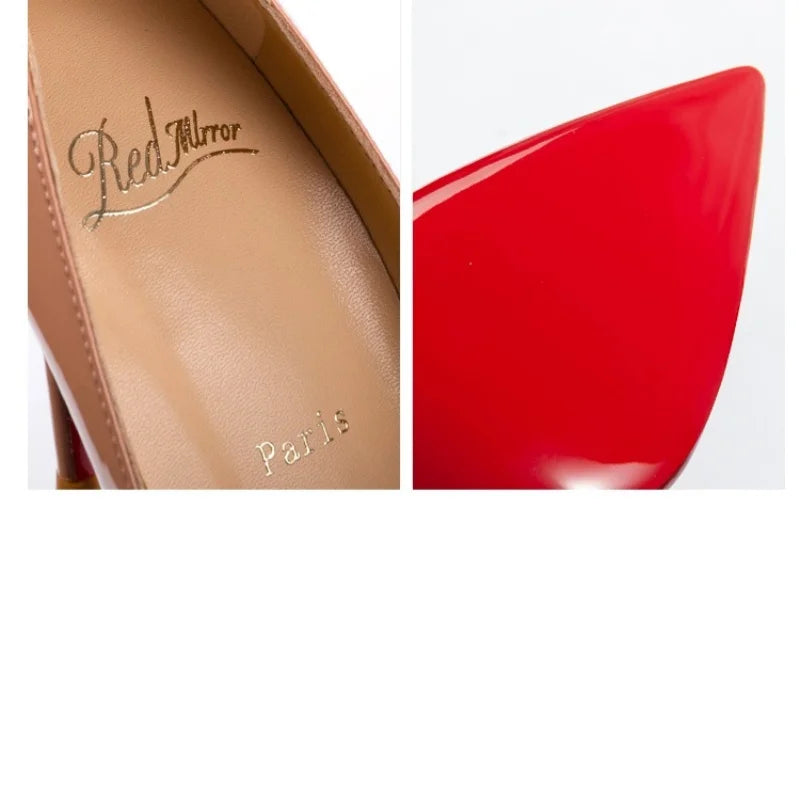 « Escarpins Femme 2025 – Talon 12 cm, Cuir Rouge, Pointus »