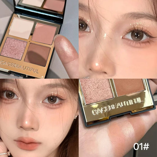 Palette fards à paupières  4 couleurs, gris fumé et noir, mats et nacrés pailletés, pigments lumineux, longue tenue