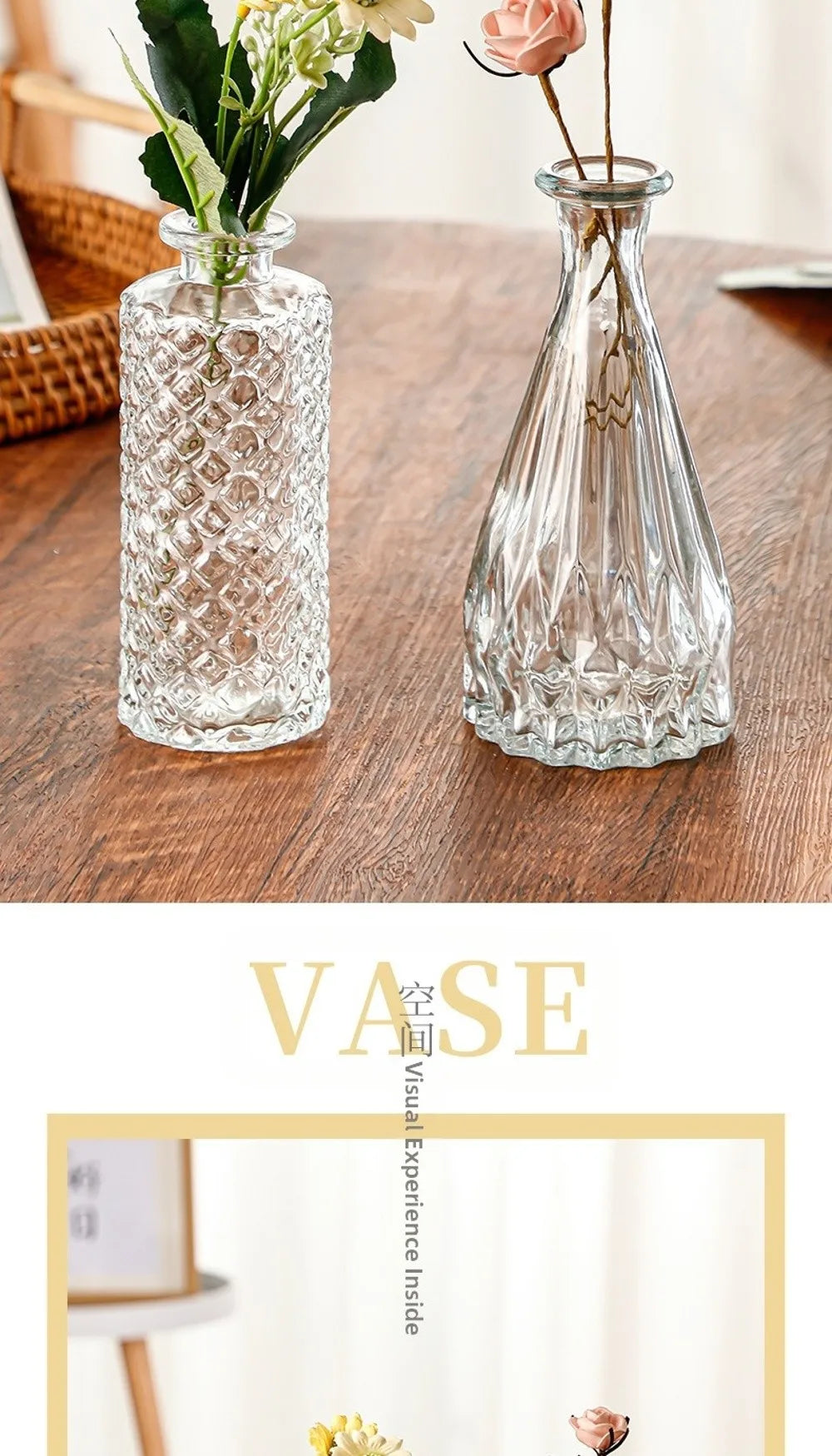 Mini Glass Vase Set – Transparent Hydroponic Flower Vases for Floral Arrangements & Home Decor