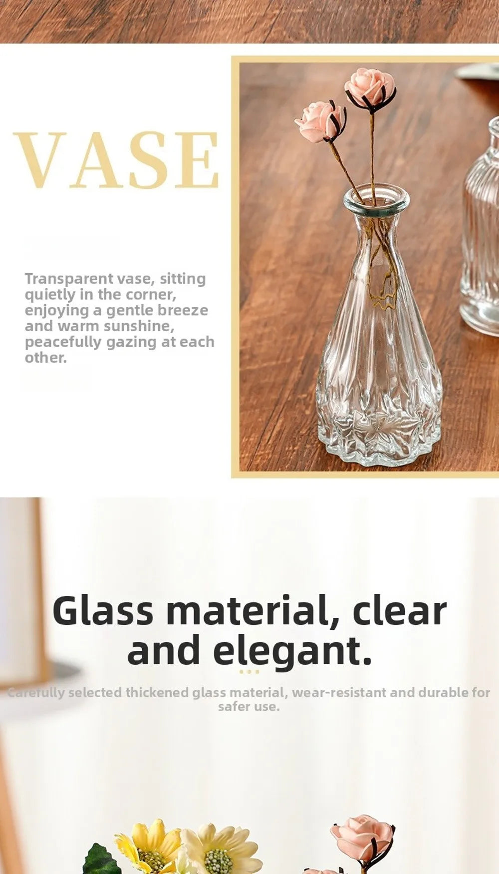 Mini Glass Vase Set – Transparent Hydroponic Flower Vases for Floral Arrangements & Home Decor
