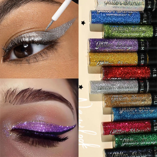 1 Pc Eyeliner Liquide Coloré Pailleté – Soyeux, Facile à Appliquer, Paillettes Fines, Anti-Bavure