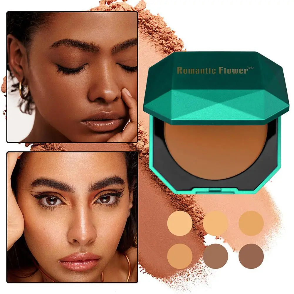 Poudre pressée foncée 4 couleurs – Peau foncée, poudre matte, longue tenue, waterproof, maquillage de marque, blush