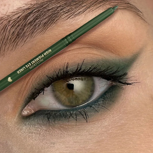 Crayon Gel Eyeliner Blanc Waterproof – Vert et Marron, Doux, Haute Pigmentation, Mat et Brillant, Longue Tenue