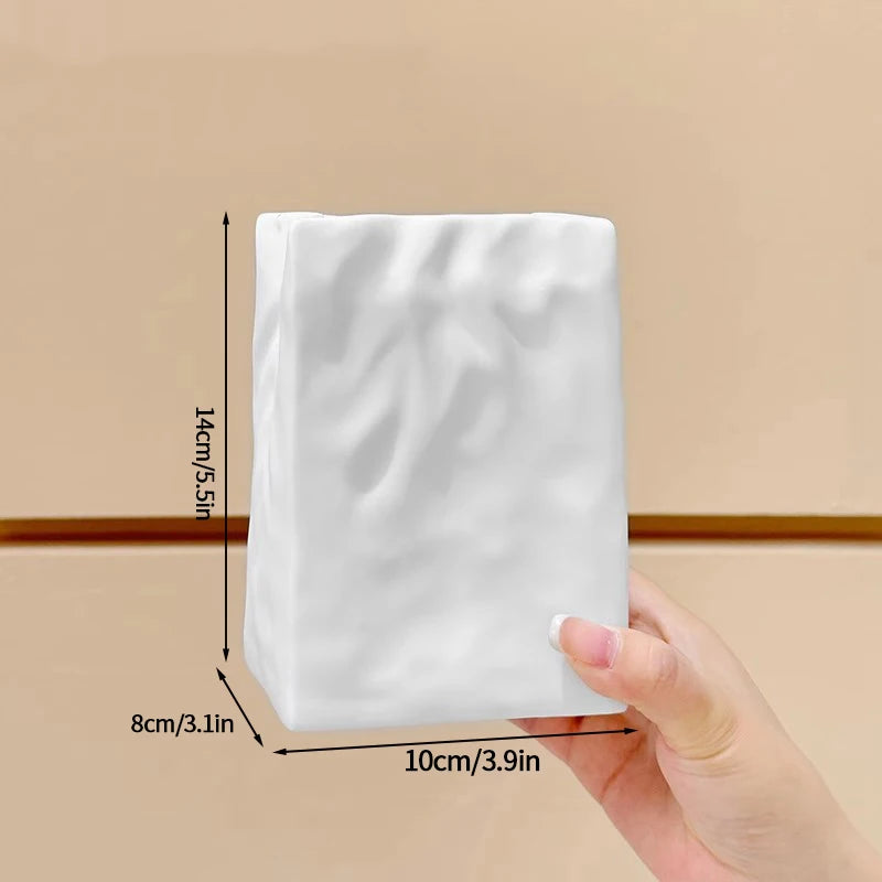 Modern White Decorative Vase – Minimalist Flower Vase for Home & Table Decor