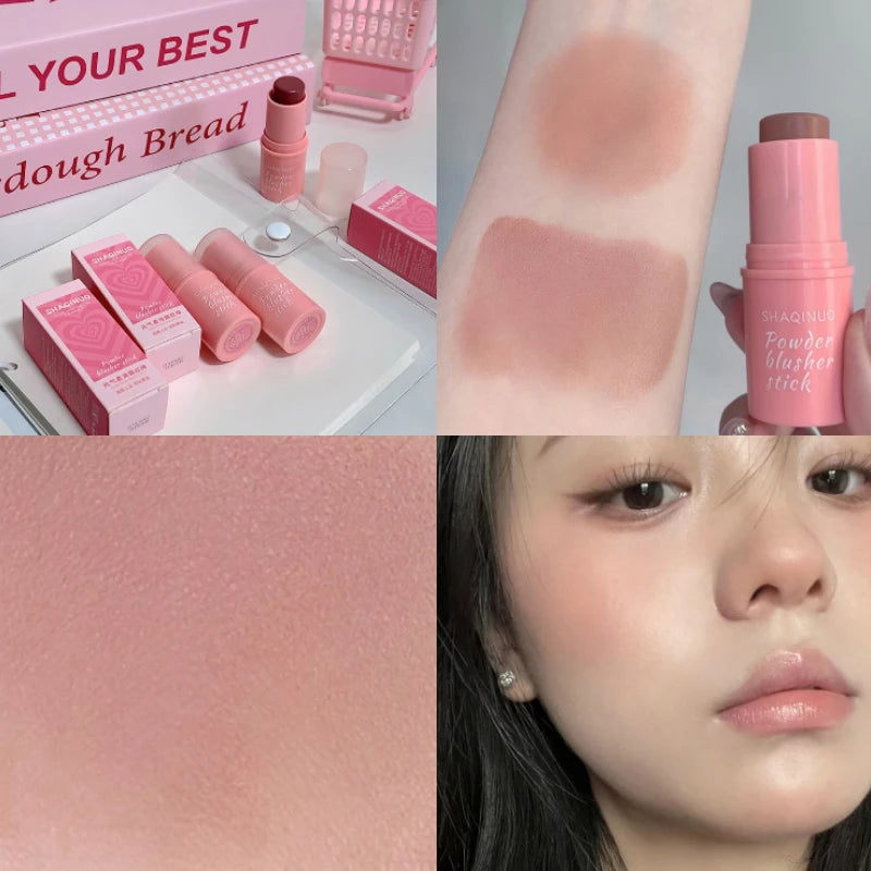 Blush stick énergisant – Fini mat naturel, texture crémeuse, facile à estomper – Pour un teint frais et éclatant