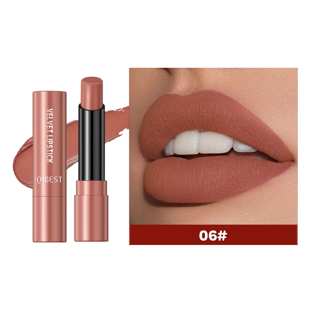 Rouge à Lèvres Nude Mat – Gloss, Haute Pigmentation, Classique et Sexy, Anti-Transfert, Longue Tenue, Teinte Rouge, Cosmétiques