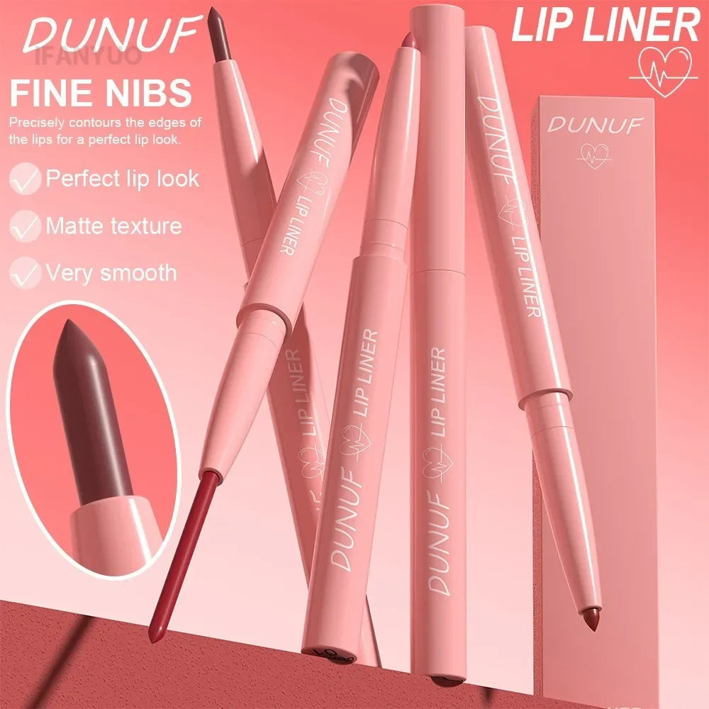 Crayon à Lèvres à Pointe Effilée – Longue Tenue, Mat, Crémeux, Effet Repulpant, Waterproof, Teintes Naturelles Nude et Marron, Slim