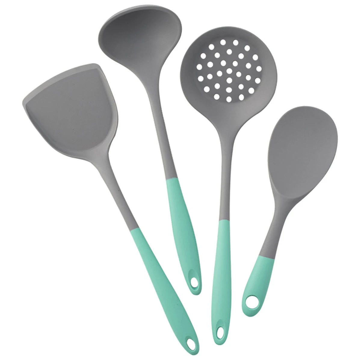 4-Piece Silicone Kitchen Utensil Set – Ladle, Slotted Spoon, Spatula & Cooking Tools for Home Kitchen