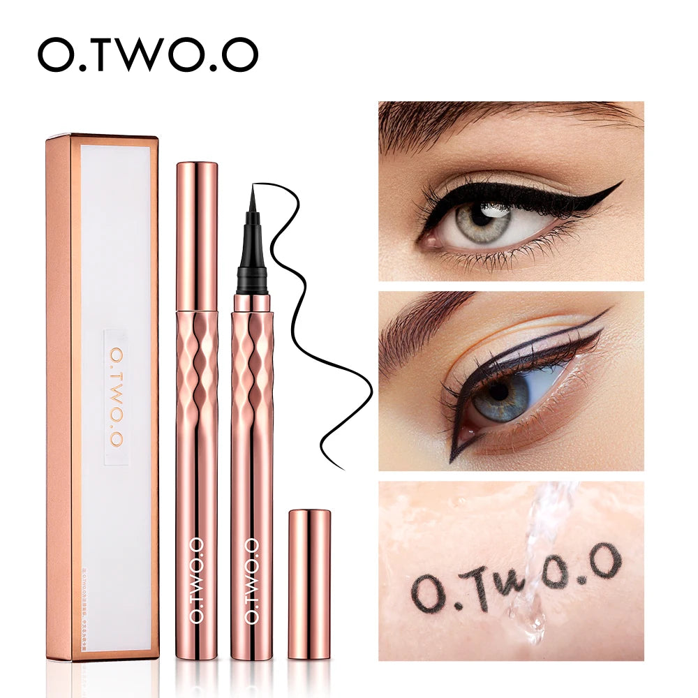 O.TWO.O crayon Eyeliner liquide Eye Liner imperméable résistant aux taches séchage rapide 12 heures porter Eyeliner noir Ultra fin pour flèches