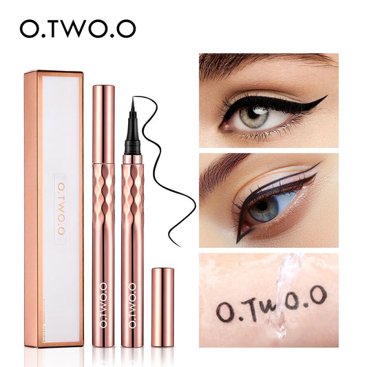 O.TWO.O crayon Eyeliner liquide Eye Liner imperméable résistant aux taches séchage rapide 12 heures porter Eyeliner noir Ultra fin pour flèches