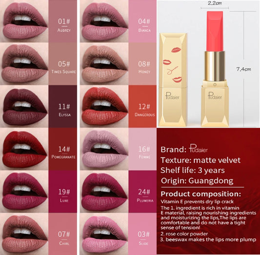 Rouge à lèvres  waterproof – Finition velours mate | Facile à appliquer | Teintes nude et rouge sexy | Tenue longue durée
