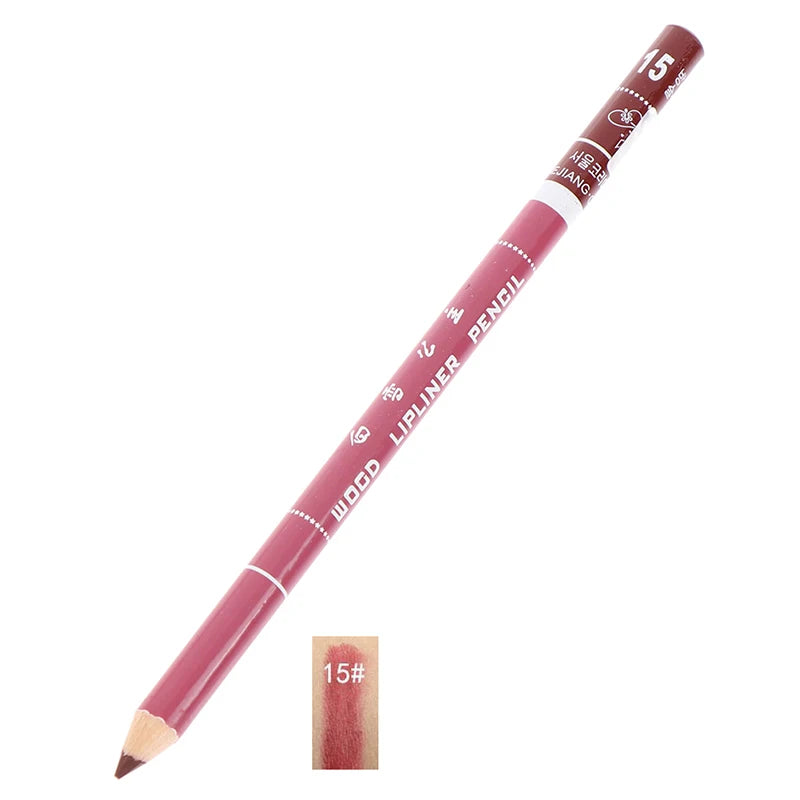 Crayon à Lèvres Professionnel en Bois – Waterproof, Doux, Longue Tenue, Maquillage pour Femmes, 28 Couleurs