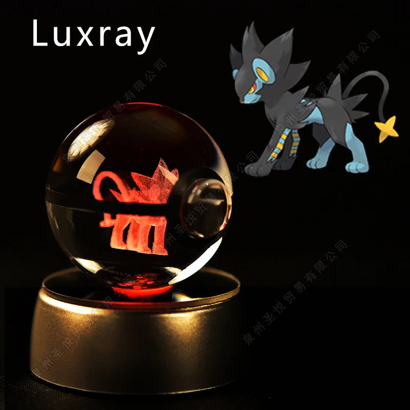 3D Pokémon Crystal Ball Night Light – Pikachu, Gengar & Mewtwo LED Glass Lamp
