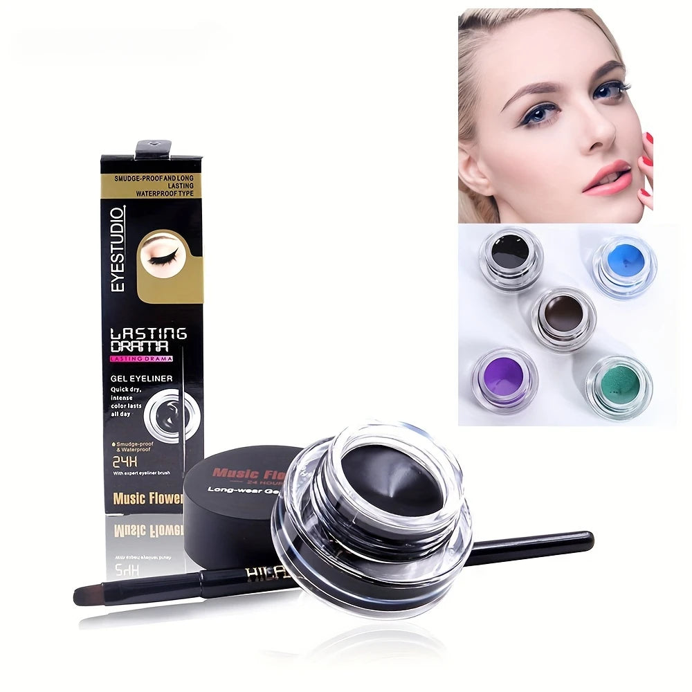 Eyeliner crème à la couleur riche, résistant à l'eau et aux bavures, maquillage facile à colorer (marron, bleu, violet, vert et noir)
