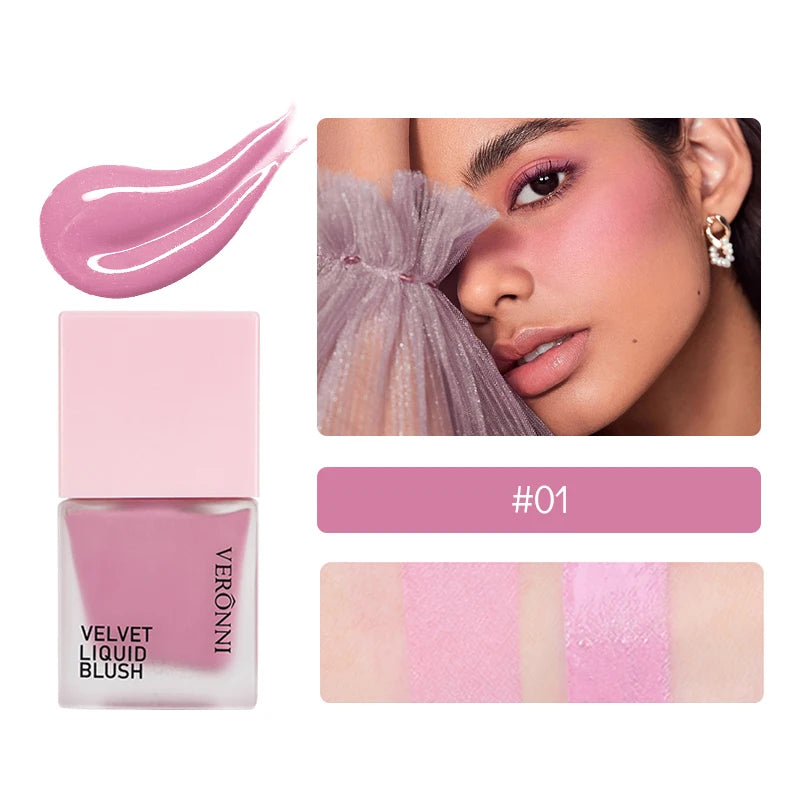 Blush liquide 4 couleurs 5 ml – Longue tenue et facile à estomper, teinte vegan pour les joues – Effet naturel ou éclat intense, fini lumineux ou mat