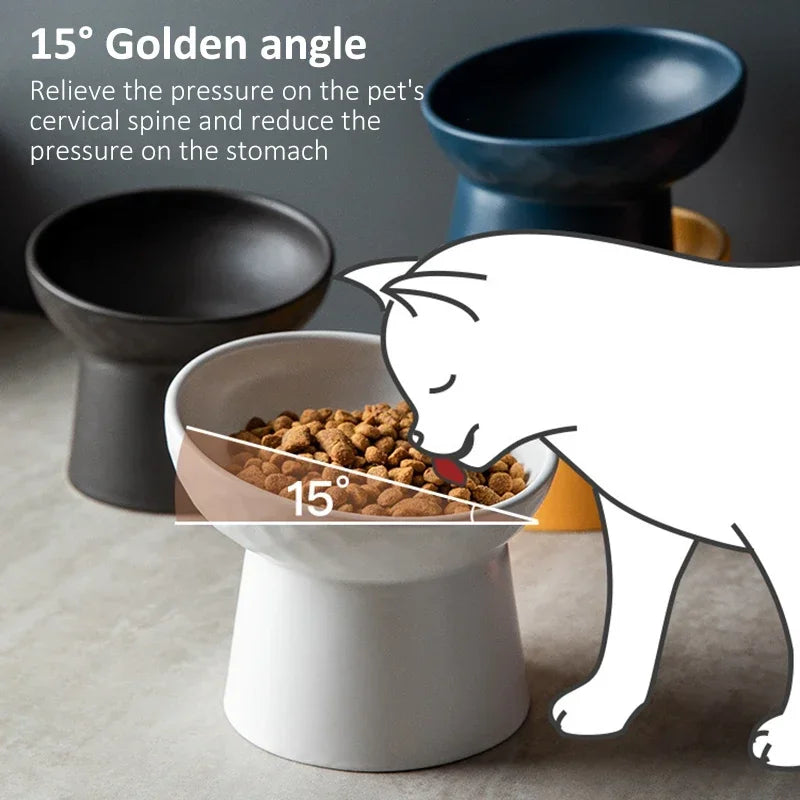 Nordic Ceramic Elevated Pet Bowl – Raised Food & Water Bowl for Cats & Dogs