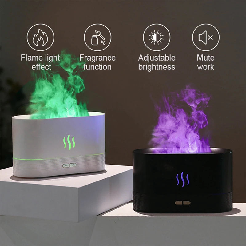 USB Flame Aroma Diffuser – 7 Color LED Humidifier & Essential Oil Aromatherapy Lamp