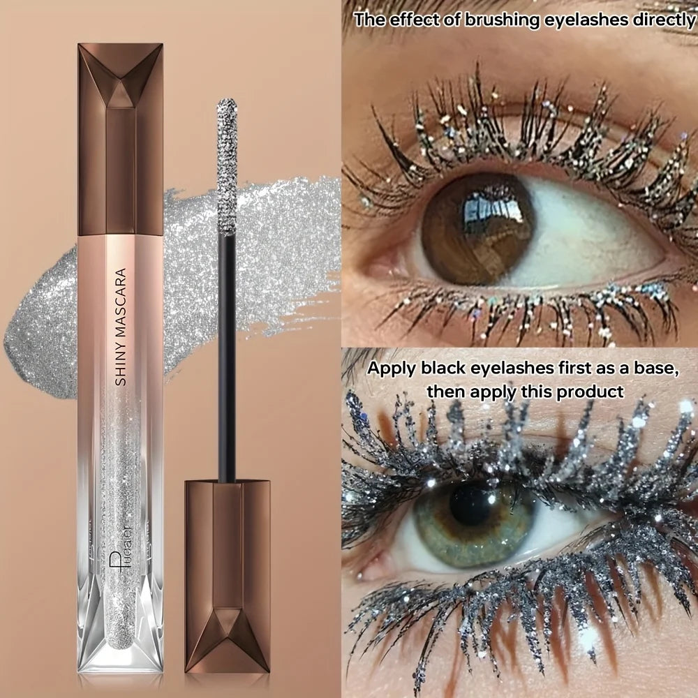 Mascara pailleté scintillant longue tenue waterproof anti-bavure diamant écrasé perlé effet flash fin