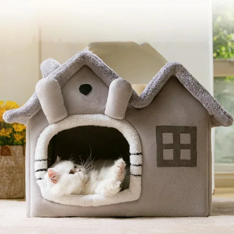 Foldable Cozy Pet House Bed – Warm Cave Bed for Small Dogs & Cats