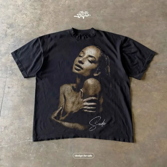 SADE VINTAGE graphique t-shirt hommes mode rue Hip-hop Rock à manches courtes femmes coton col rond haut