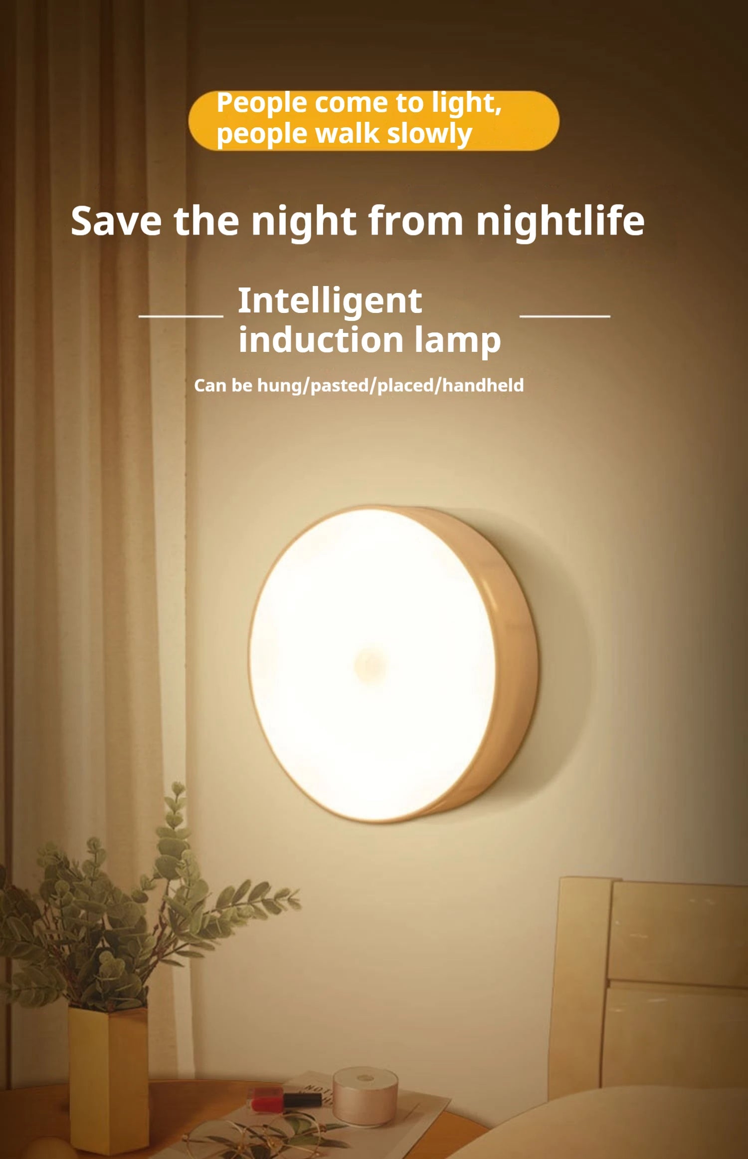 Wireless Motion Sensor Night Light – LED Detector Lamp for Bedroom, Closet & Staircase