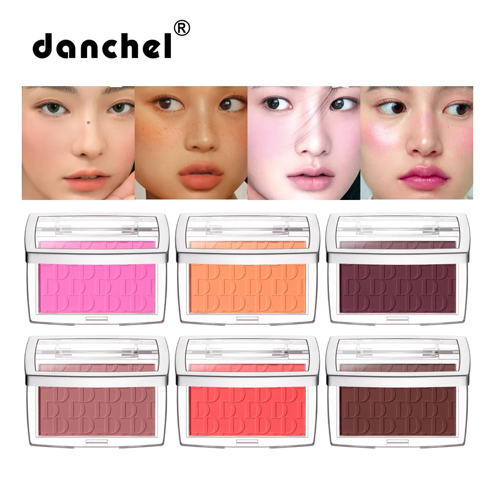 Palette de Blush Mat Embossé — Teinte Rosée, Poudre Blush Visage, Haute Pigmentation, Rose Corail pour Joues, Texture Lisse, Cosmétiques