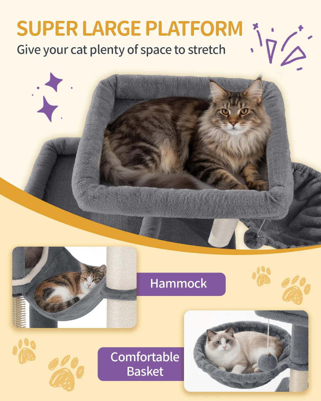 213 cm Extra-Large Cat Tree – Multi-Level Cat Tower with Caves & Platforms