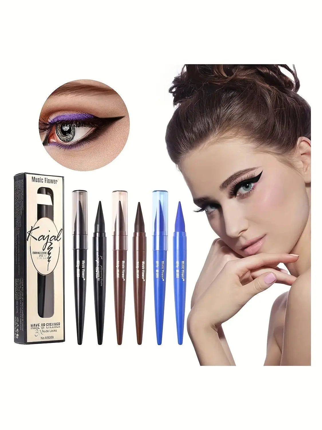 Crayon eyeliner à la texture lisse et naturelle, couleur mate, résistant à l'eau et à la transpiration, sans effet halo