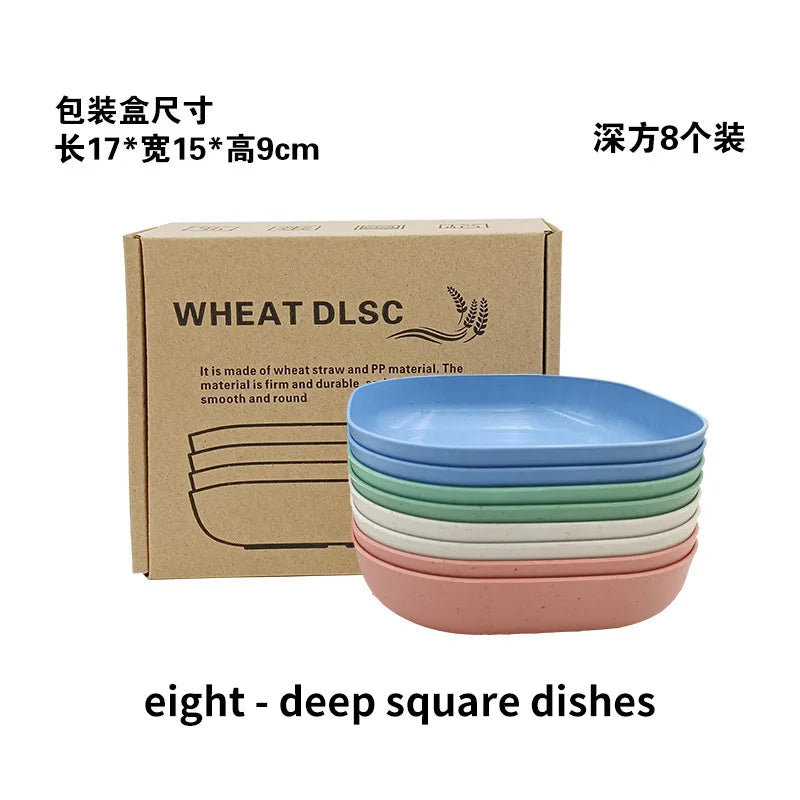 Set d’Assiettes en Paille de Blé – Couleurs Mélangées