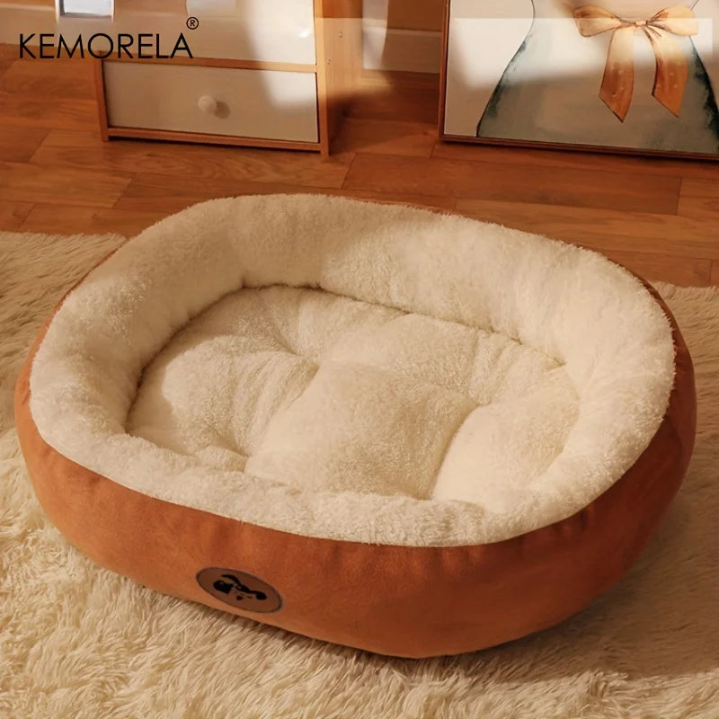 Cozy Oval Plush Pet Bed – Thickened Snuggle Bed for Cats & Small Dogs