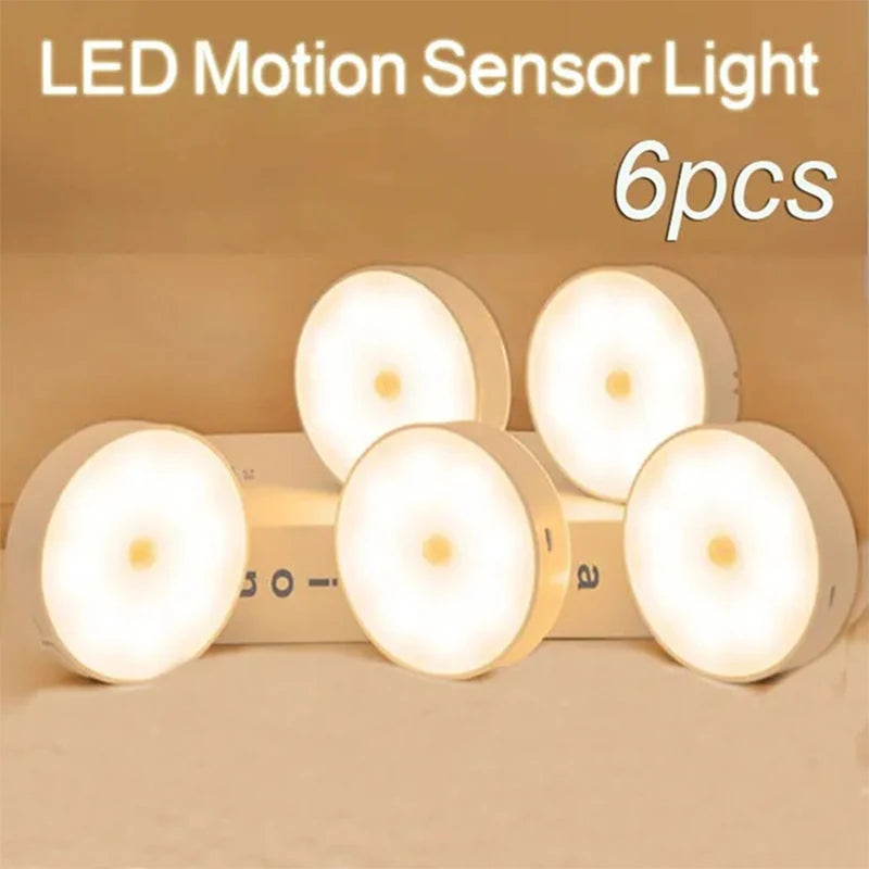 PIR Motion Sensor LED Night Light – USB Rechargeable Wireless Closet & Cabinet Lamp