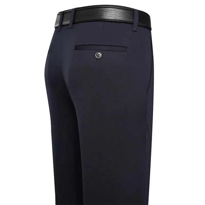 « Pantalon Homme Business – Droit, Élastique, Noir & Bleu »