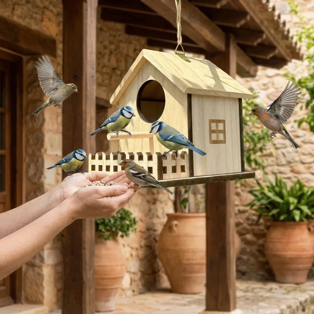Wooden Bird House – Hanging Breeding & Nesting Box for Birds
