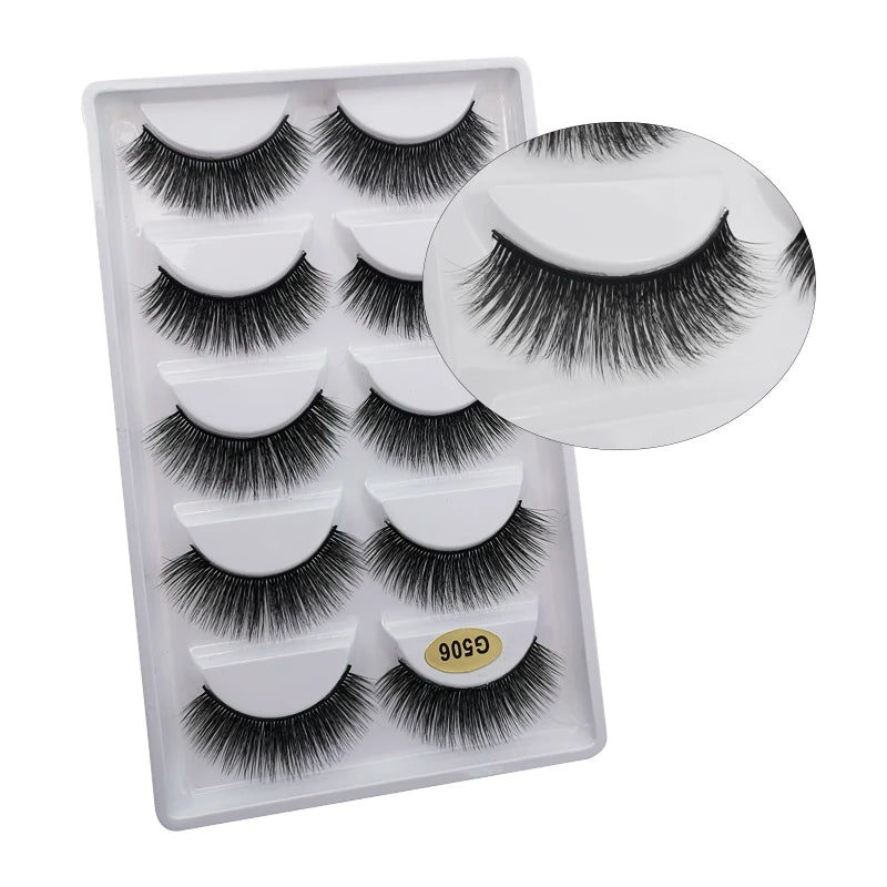Lot de 10/8/5/3 Paires de Faux Cils 3D en Vison