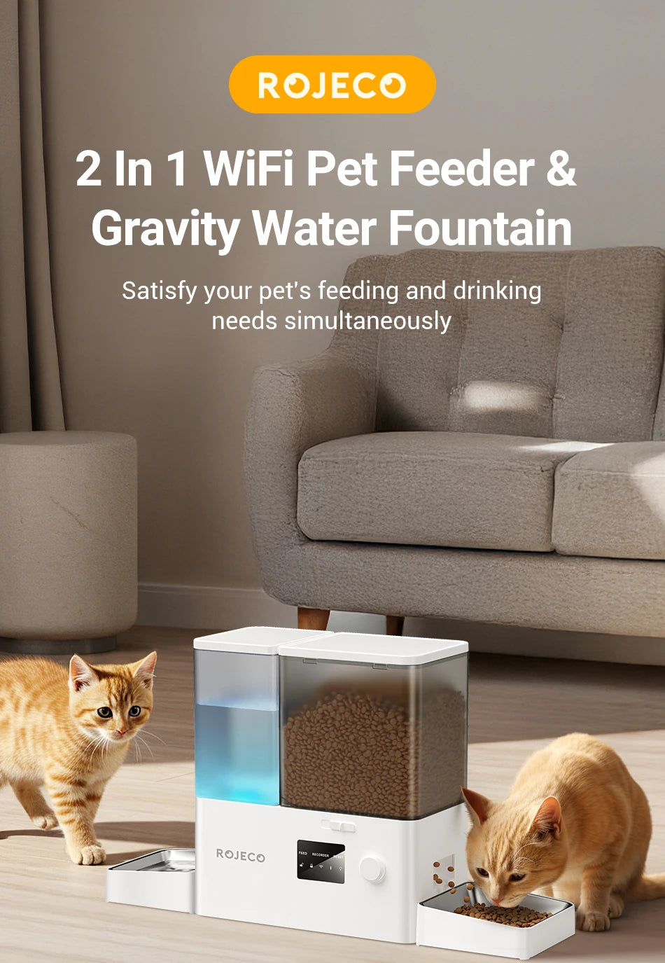 8.5L Smart Automatic Pet Feeder & Gravity Water Dispenser – Wi-Fi Food Station