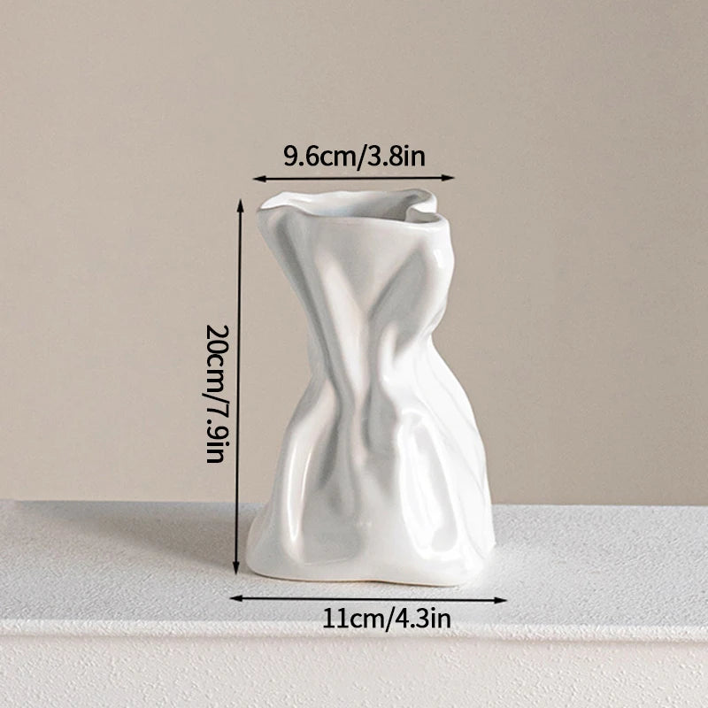Modern White Decorative Vase – Minimalist Flower Vase for Home & Table Decor