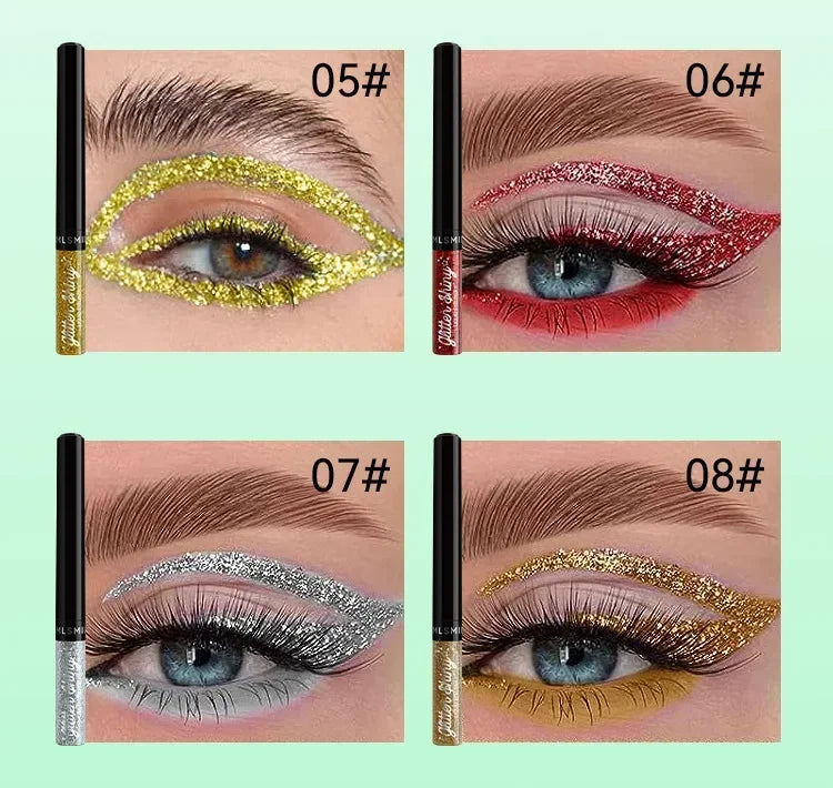 Eyeliner scintillant diamant – 12 couleurs, liquide, waterproof et résistant à la sueur, fard à paupières professionnel