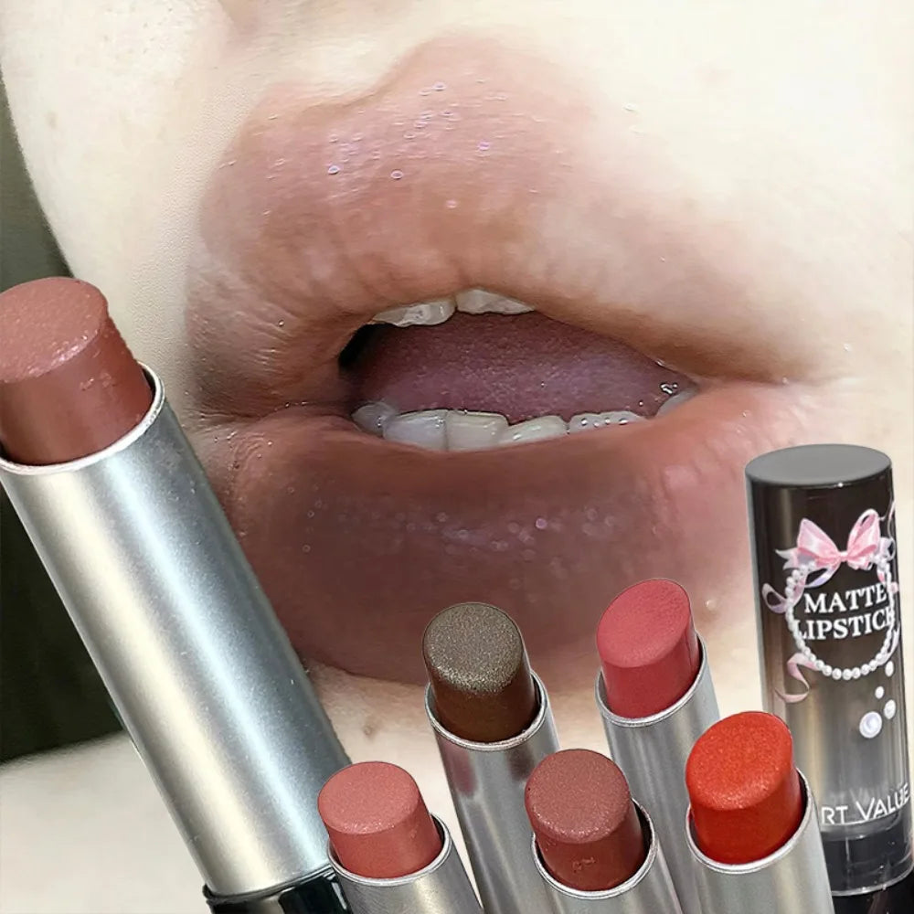 1 Pièce Rouge à Lèvres Velours Mat Hydratant – Teinte Noisette Mousse, Longue Tenue, Waterproof