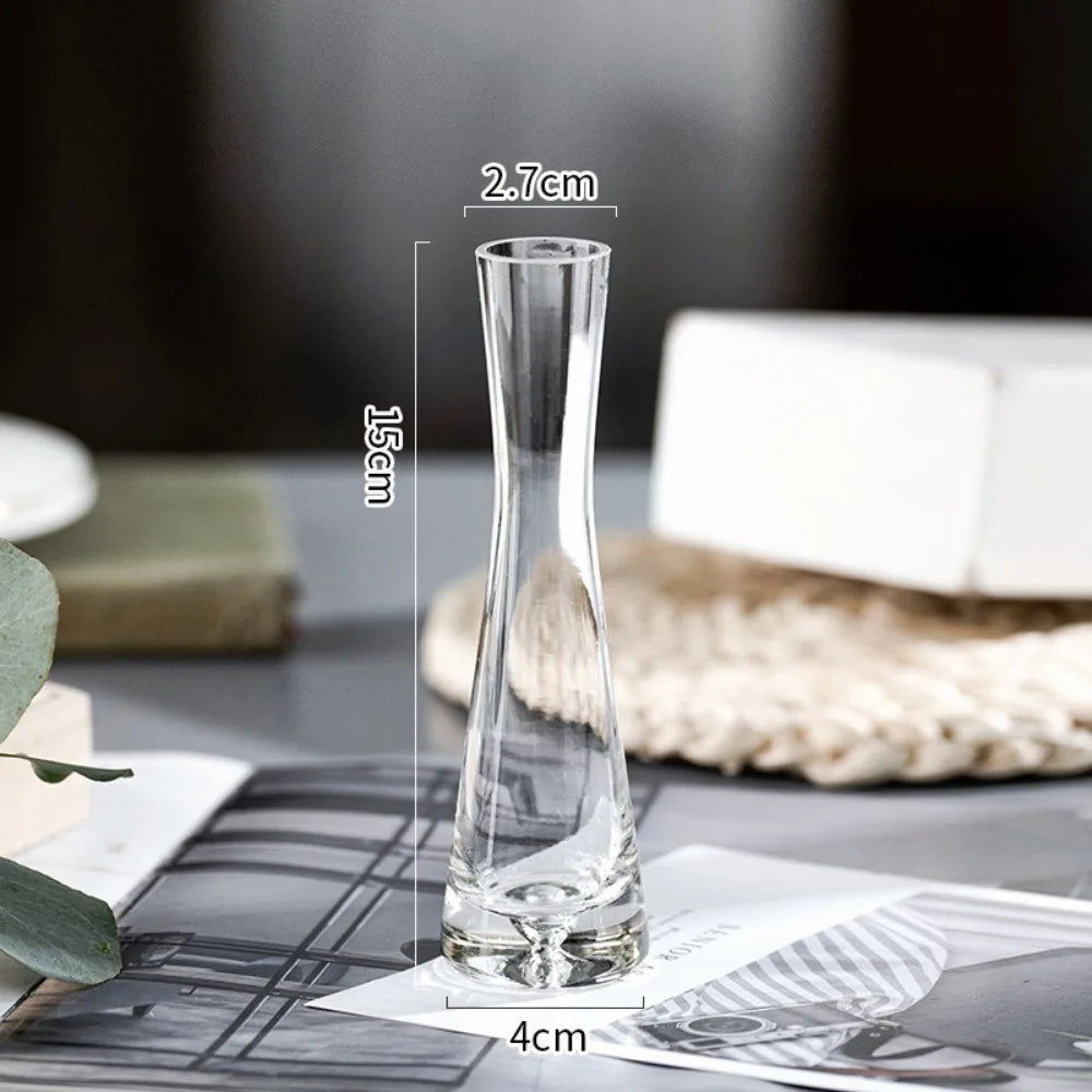 Elegant Slanted Glass Vase – European Style Hydroponic Flower Vase for Home Decor