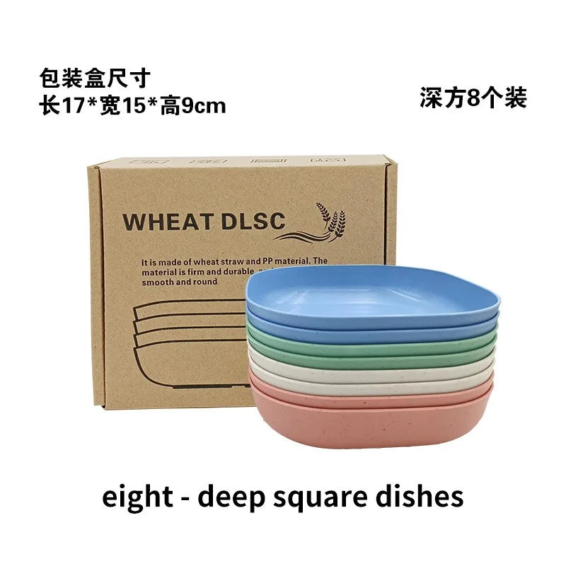 Set d’Assiettes en Paille de Blé – Couleurs Mélangées