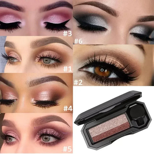 Fard à paupières double couleur, avec miroir, petit pinceau tête champignon, waterproof, maquillage yeux femmes