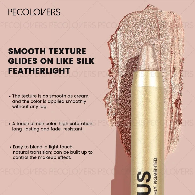 Crayon fard à paupières tube doré, plusieurs couleurs, illuminateur yeux, effet lumineux, waterproof et résistant à la transpiration