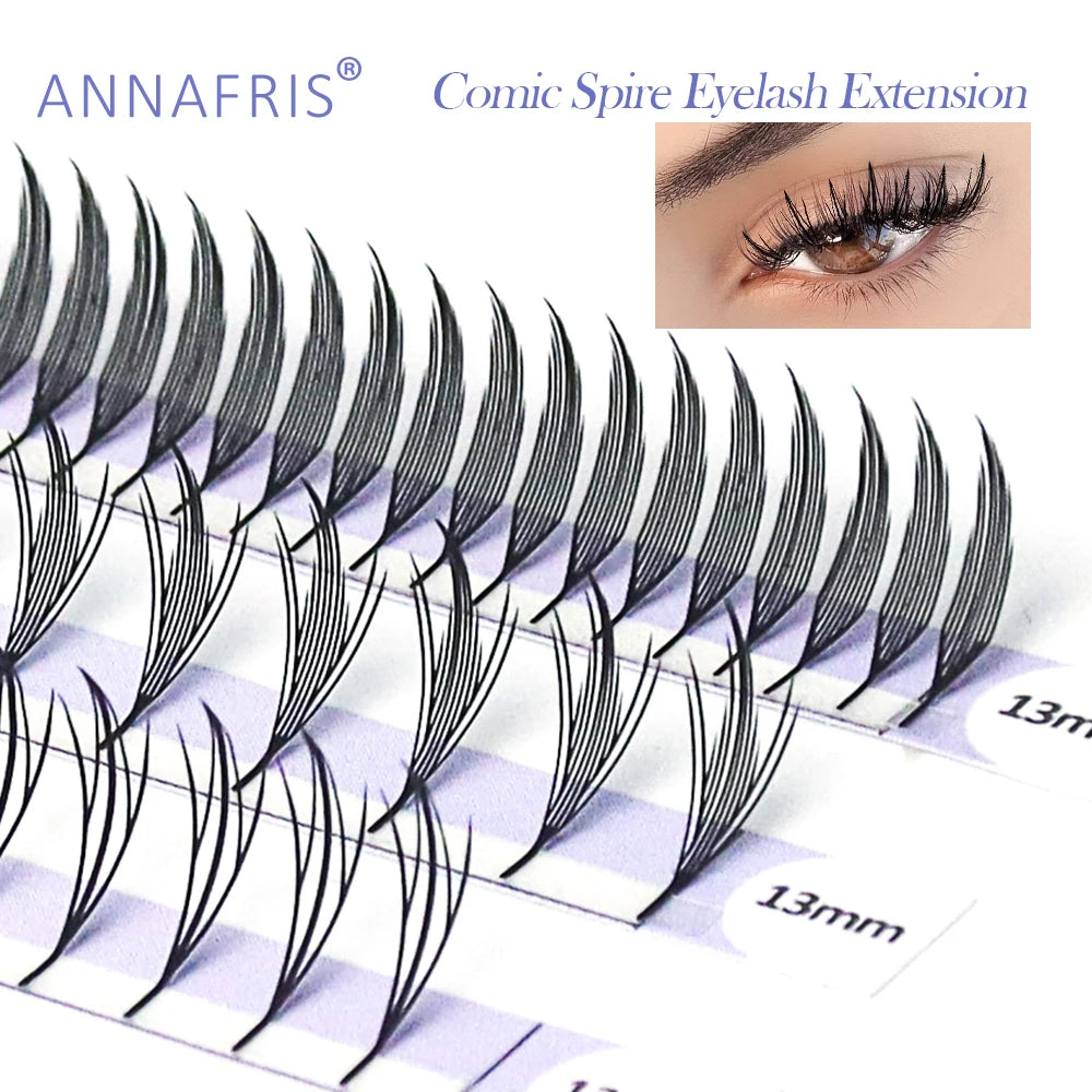 Extensions de cils – Éventails prémontés, cils naturels en cachemire, style manga – Faux cils doux et naturels