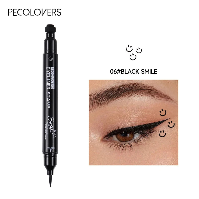 Stylo Eyeliner noir imperméable, ne fleurit pas, crayon pour les yeux longue durée, Double tête, lune, étoile, cœur, fleur, liquide, 1 pièces