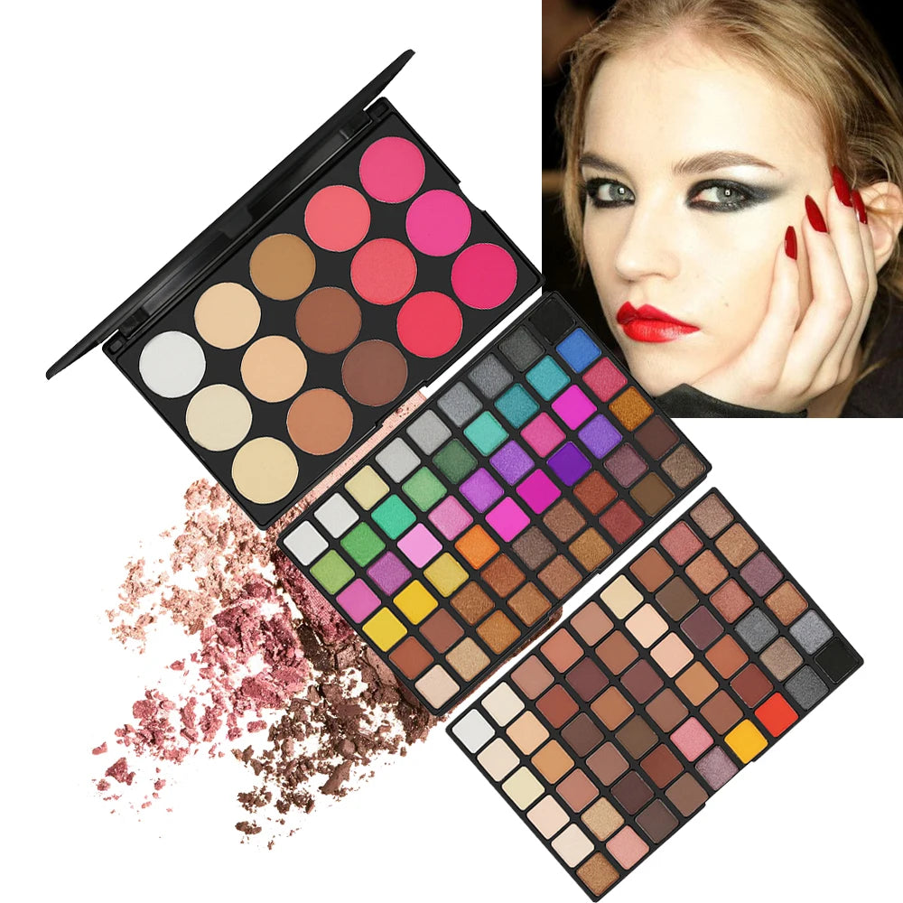 **« Palette 123 couleurs – Fards à paupières mats + 15 blushs et enlumineurs pailletés »**