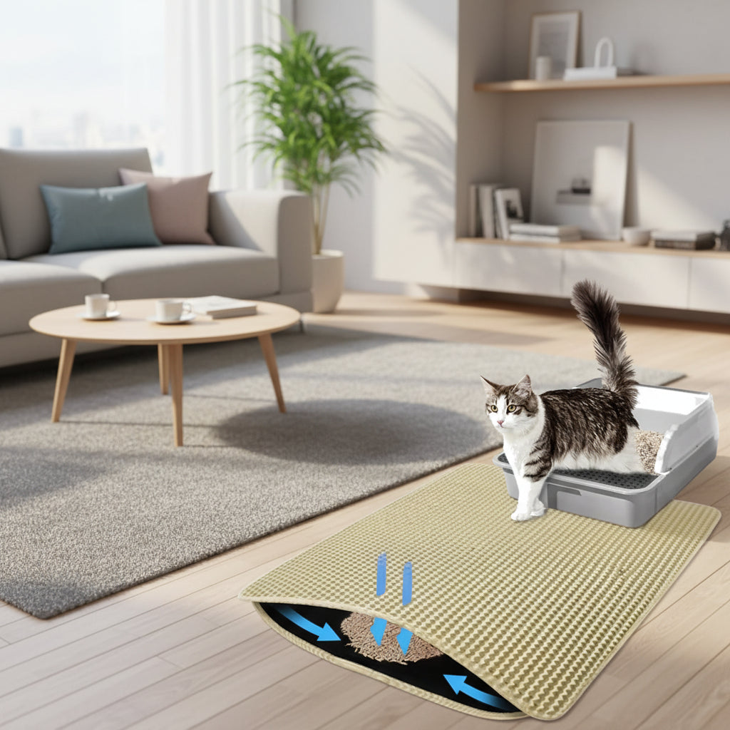 Large Double-Layer Cat Litter Mat – Waterproof Non-Slip Litter Trap