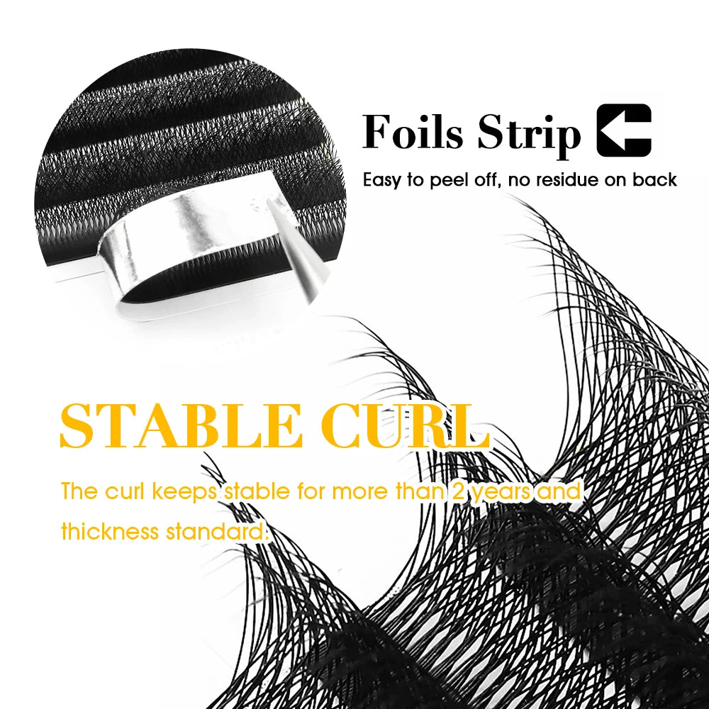 12 lignes – Cils prémontés en vison 3D, 4D, 5D, 6D en forme de W, doux et naturels – Fournitures pour extensions de cils individuels