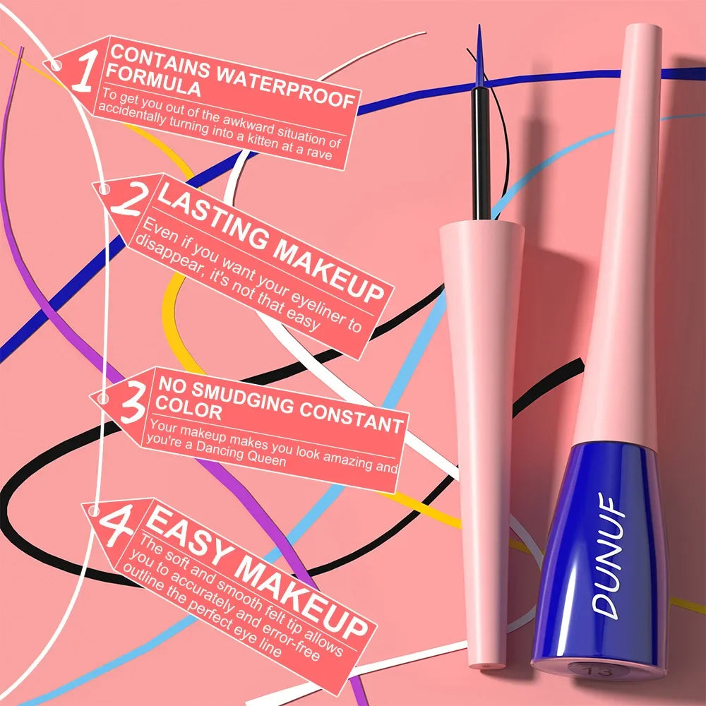 Crayons eyeliner liquide, colorés et mats, waterproof, longue tenue, bleu, vert, jaune, maquillage yeux