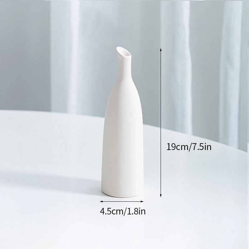 Modern Nordic Ceramic Vase – Minimalist White Flower Vase for Home & Office Decor