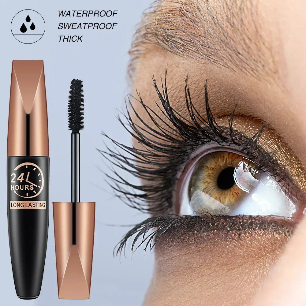 Mascara 5D waterproof fibres de soie noir extensions cils allongeant et volumisant maquillage femme longue tenue